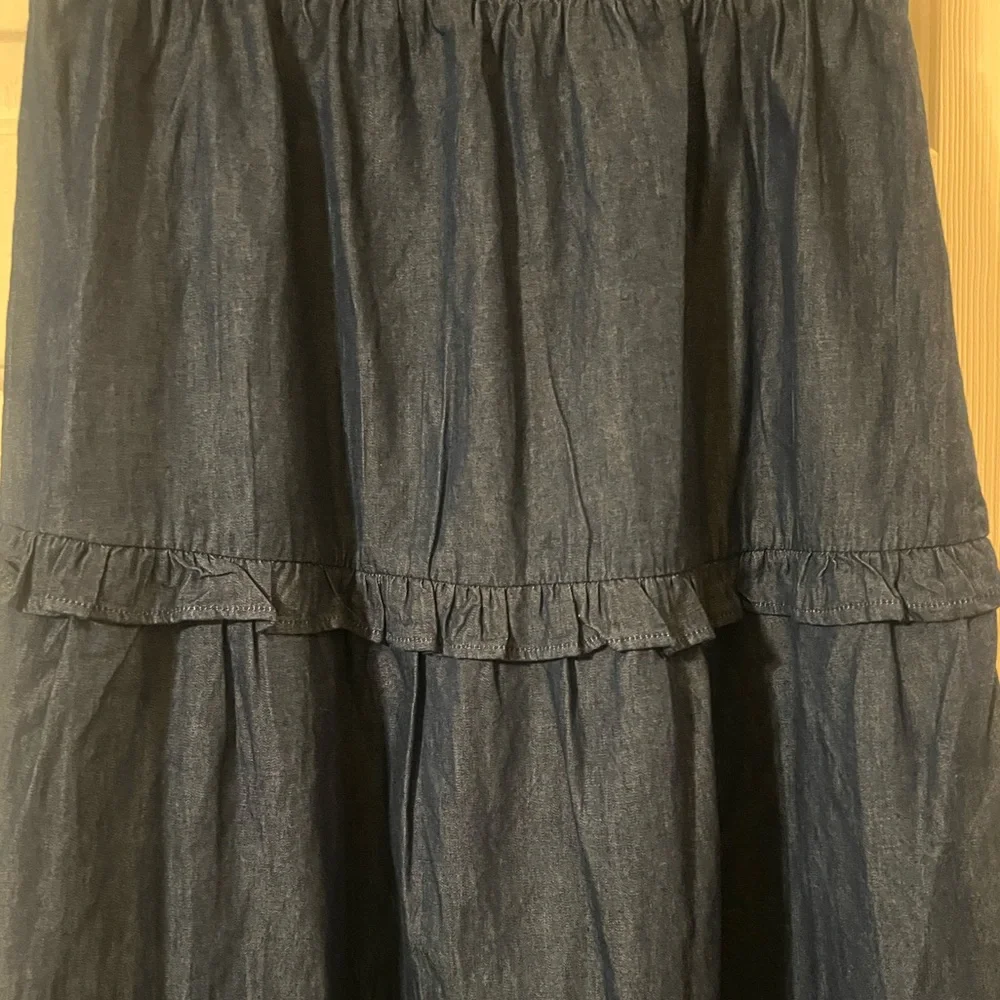NWT Cupio Blush Women's Blue Tiered Ruffle Summer Maxi Skirt Size Small - Picture 3 of 7